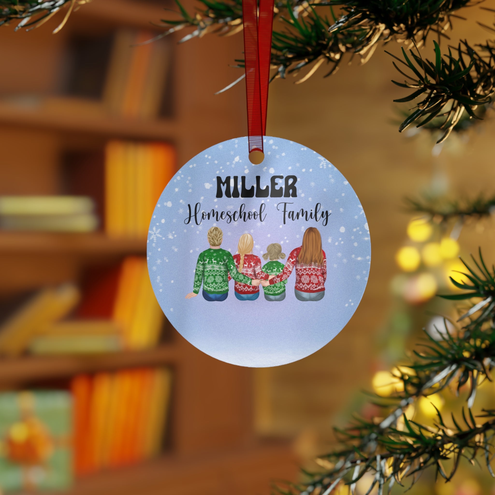 Personalized Homeschool Family Metal Ornament