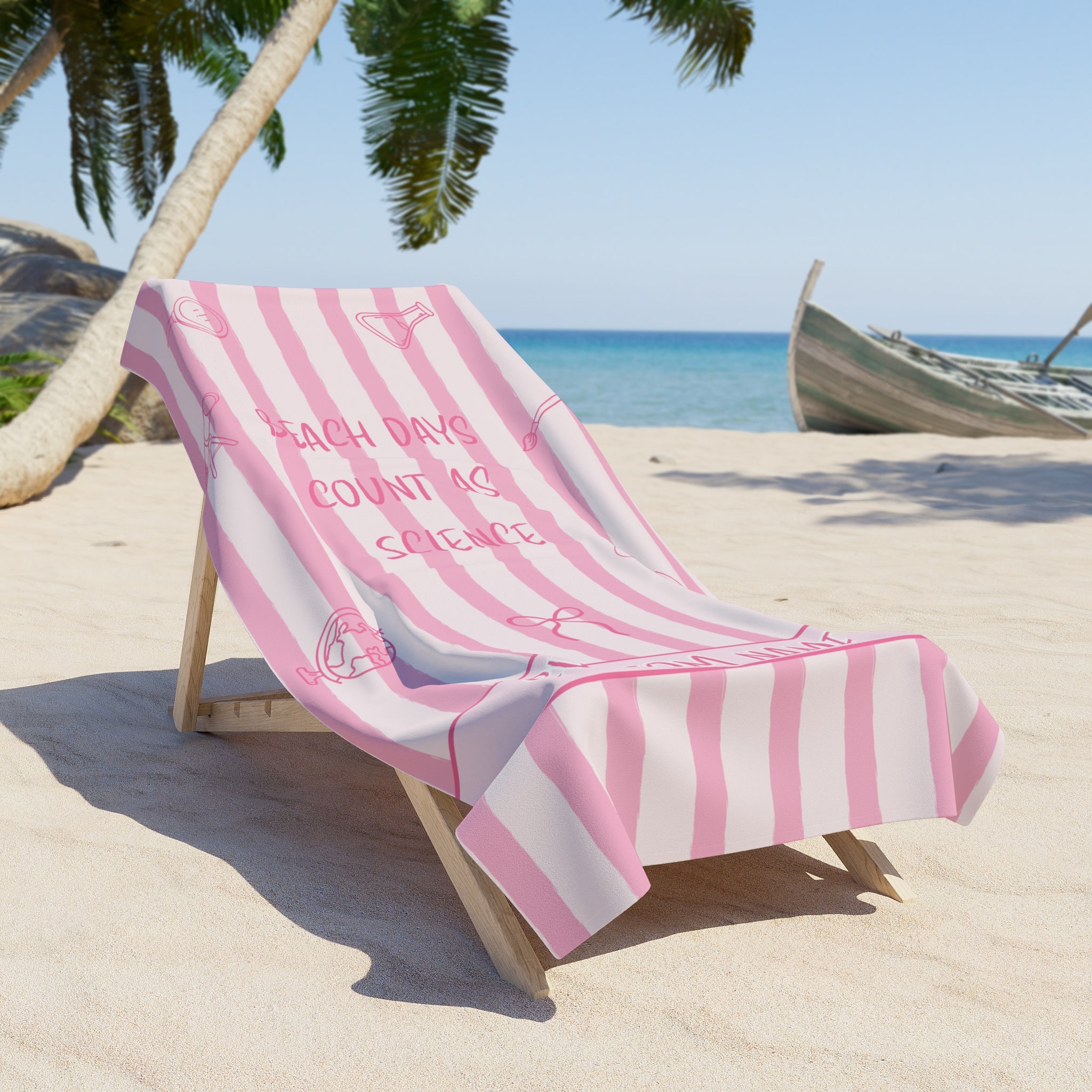 "Beach Days Count as Science" Personalized Beach Towel