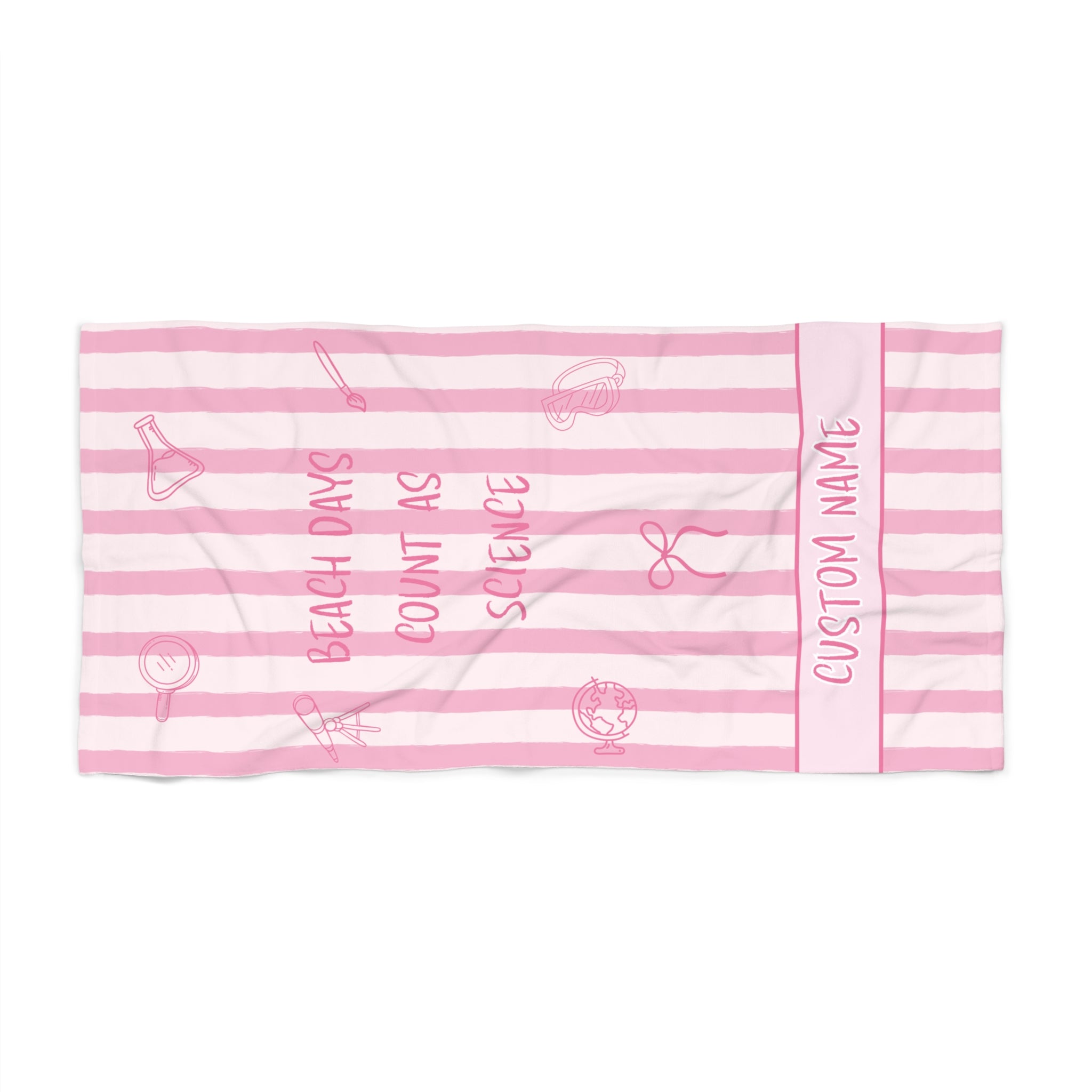 "Beach Days Count as Science" Personalized Beach Towel