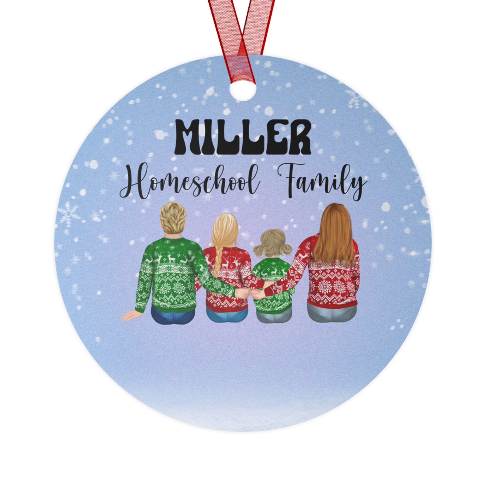 Personalized Homeschool Family Metal Ornament