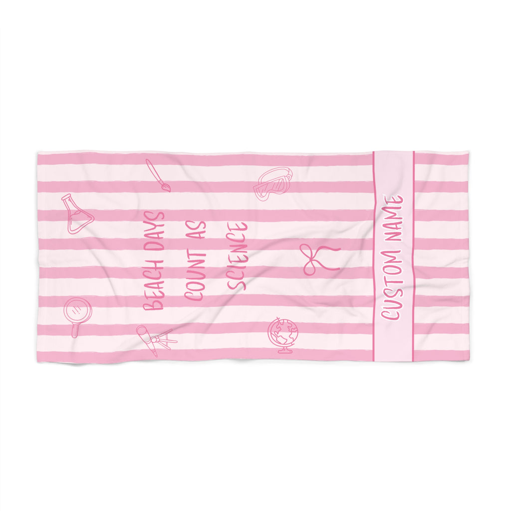 "Beach Days Count as Science" Personalized Beach Towel