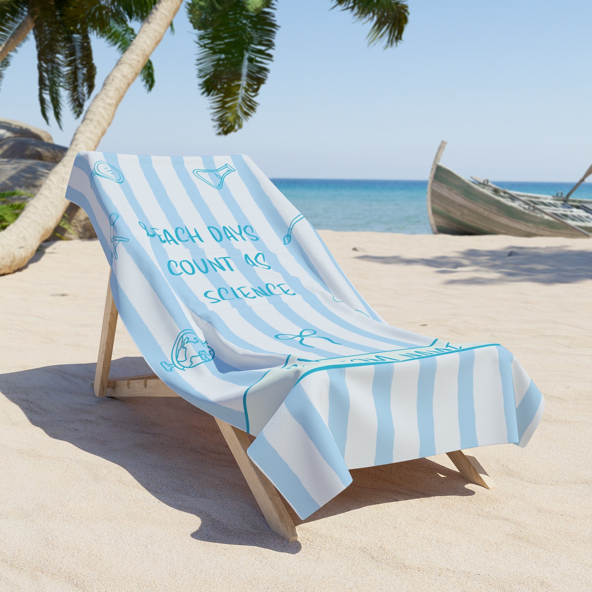 "Beach Days Count as Science" Personalized Beach Towel