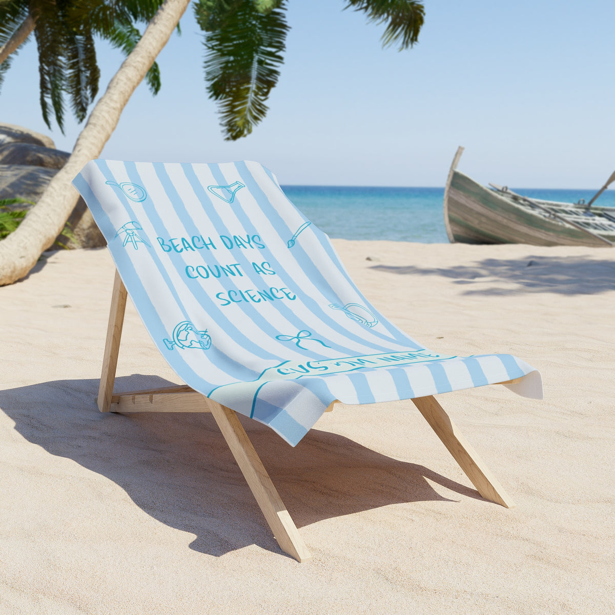 "Beach Days Count as Science" Personalized Beach Towel
