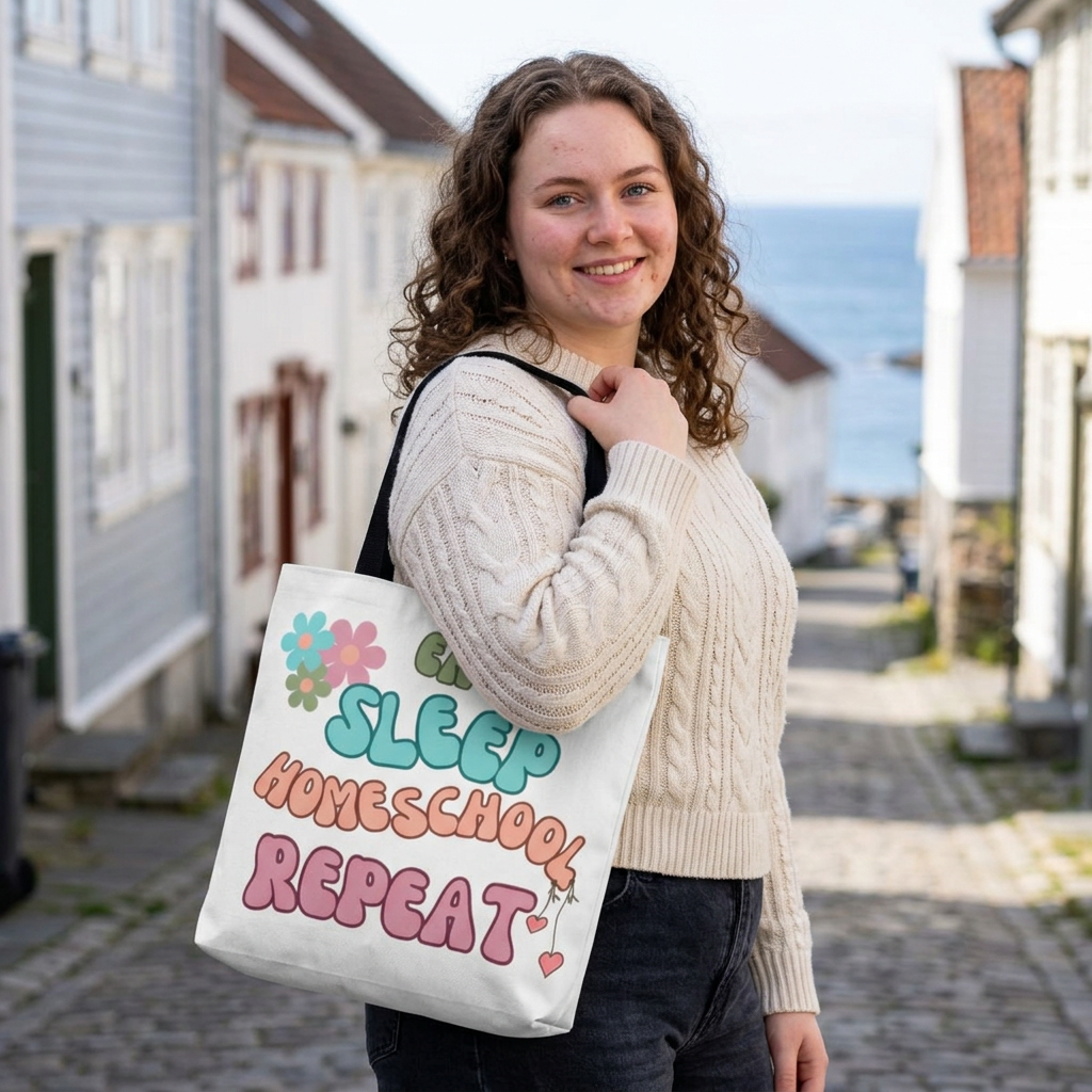 Eat Sleep Homeschool Repeat Tote Bag