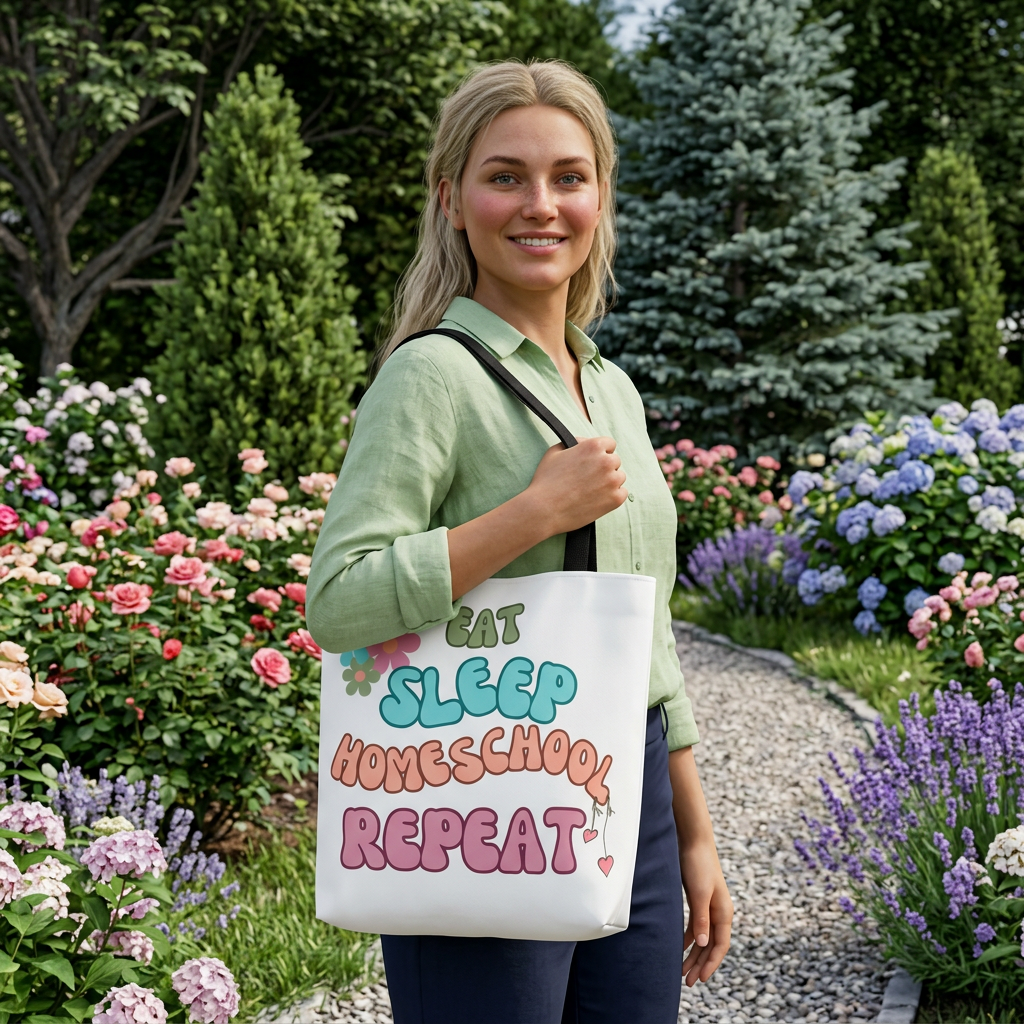 Eat Sleep Homeschool Repeat Tote Bag