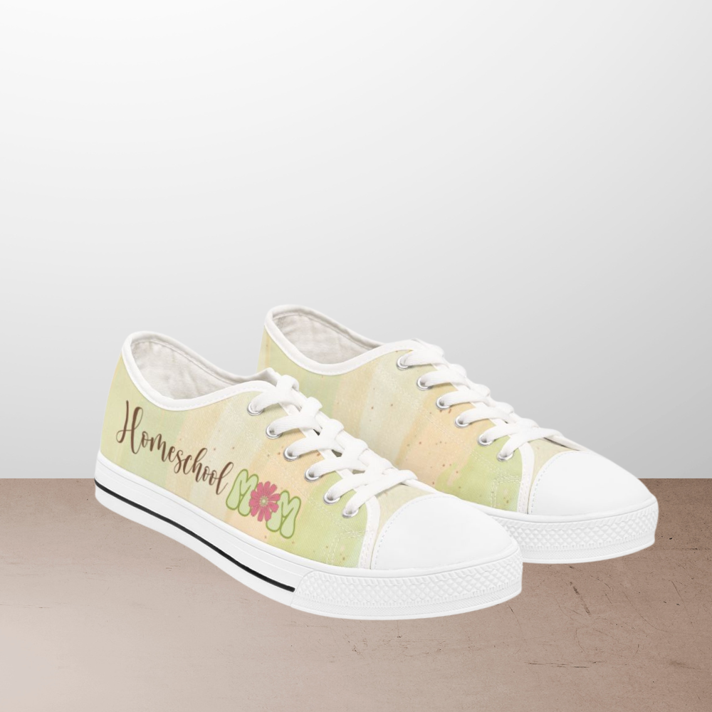 Women's Low Top Sneakers Homeschool Mom Light Green