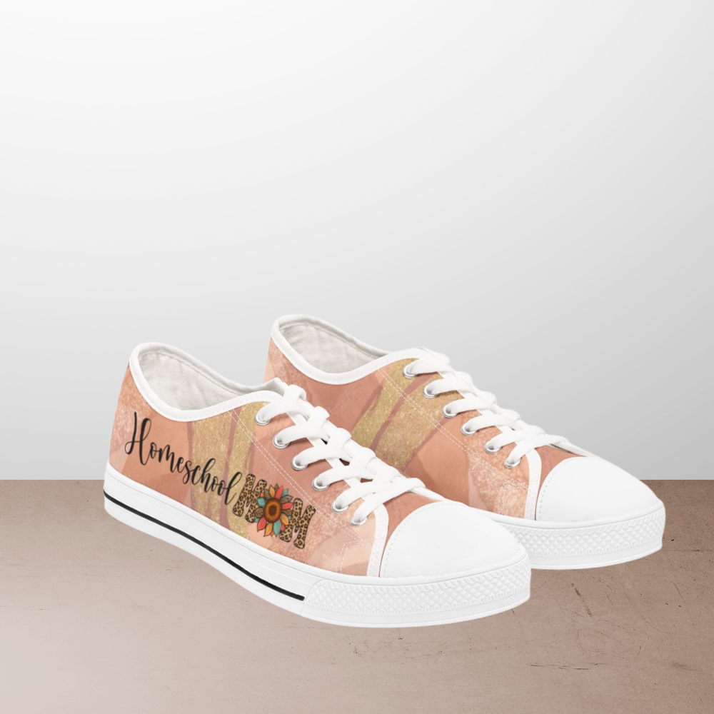 Women's Low Top Sneakers Homeschool Mom Light Brown