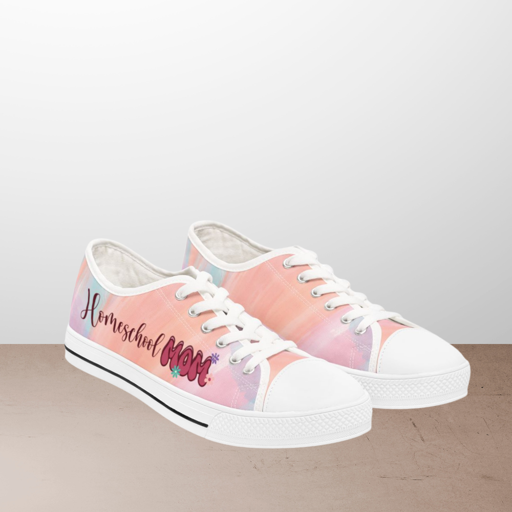 Women's Low Top Sneakers Homeschool Mom Multicolor