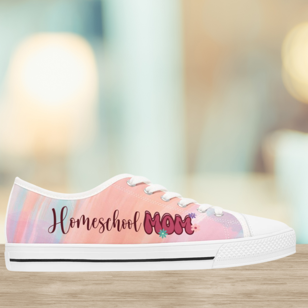 Women's Low Top Sneakers Homeschool Mom Multicolor