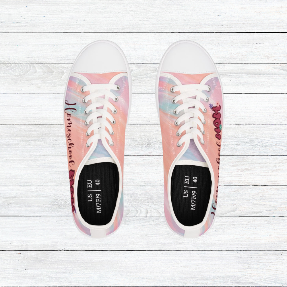 Women's Low Top Sneakers Homeschool Mom Multicolor