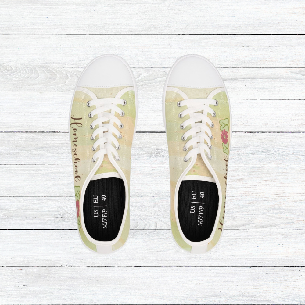 Women's Low Top Sneakers Homeschool Mom Light Green