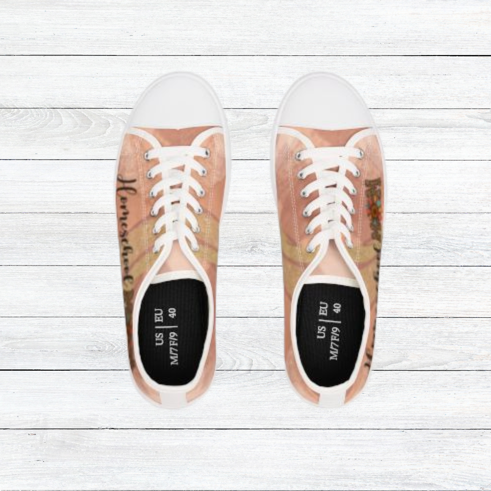 Women's Low Top Sneakers Homeschool Mom Light Brown
