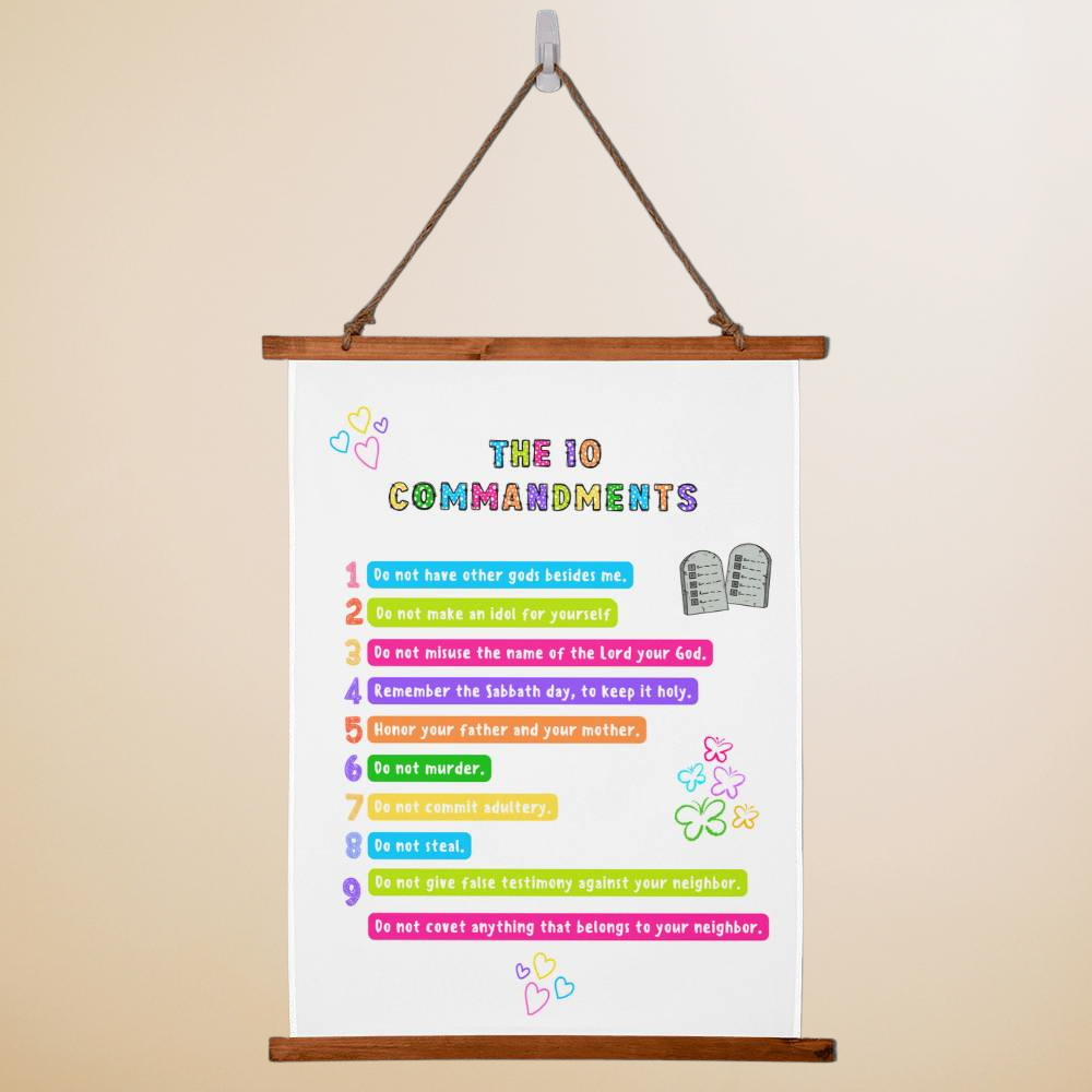 THE 10 COMMANDMENTS – Wood Framed Wall Tapestry