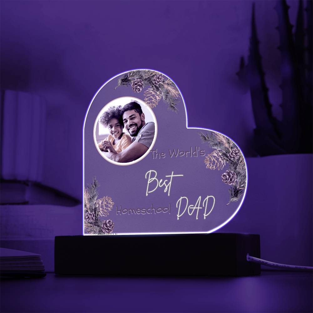 "The World's Best Homeschool Dad” Heart Acrylic Plaque Christmas Edition