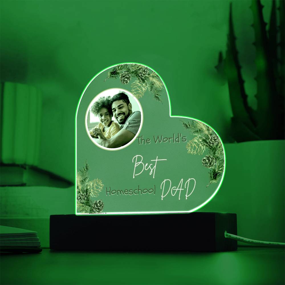 "The World's Best Homeschool Dad” Heart Acrylic Plaque Christmas Edition