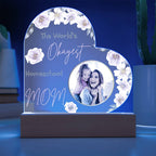 “The World’s Okayest Homeschool Mom” Acrylic Heart Plaque with Pink Flowers