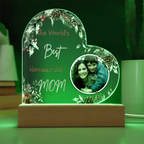 “The World’s Best Homeschool Mom” Acrylic Heart Plaque Christmas Edition