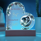 “The World's Best Homeschool Dad” Acrylic Heart Plaque Christmas Edition