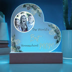 “The World’s Best Homeschool Mom” Acrylic Heart Plaque Christmas Edition