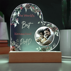 “The World's Best Homeschool Dad” Acrylic Heart Plaque Christmas Edition