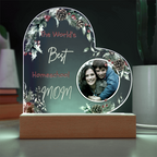 “The World’s Best Homeschool Mom” Acrylic Heart Plaque Christmas Edition