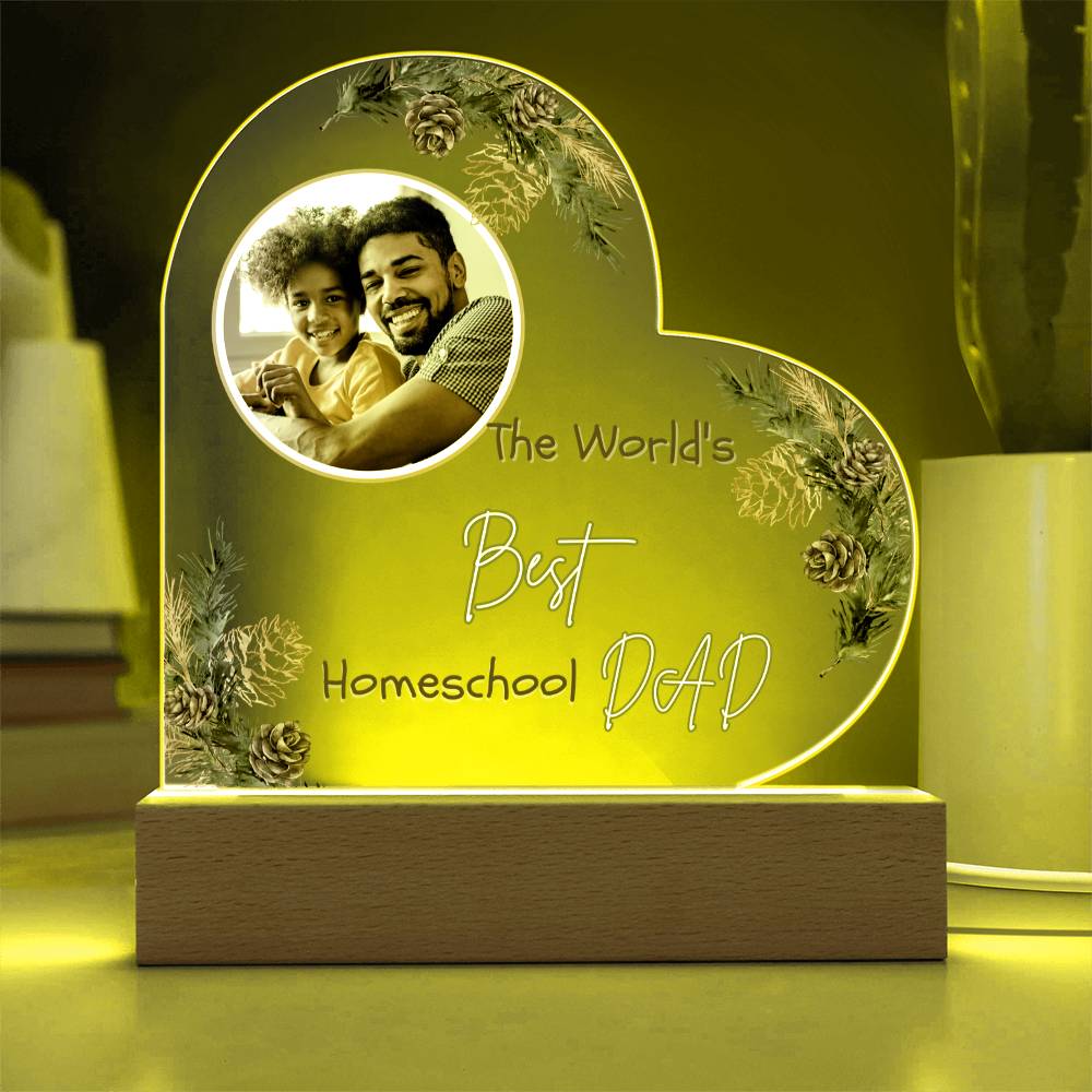 "The World's Best Homeschool Dad” Heart Acrylic Plaque Christmas Edition