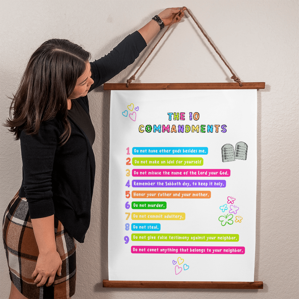 THE 10 COMMANDMENTS – Wood Framed Wall Tapestry