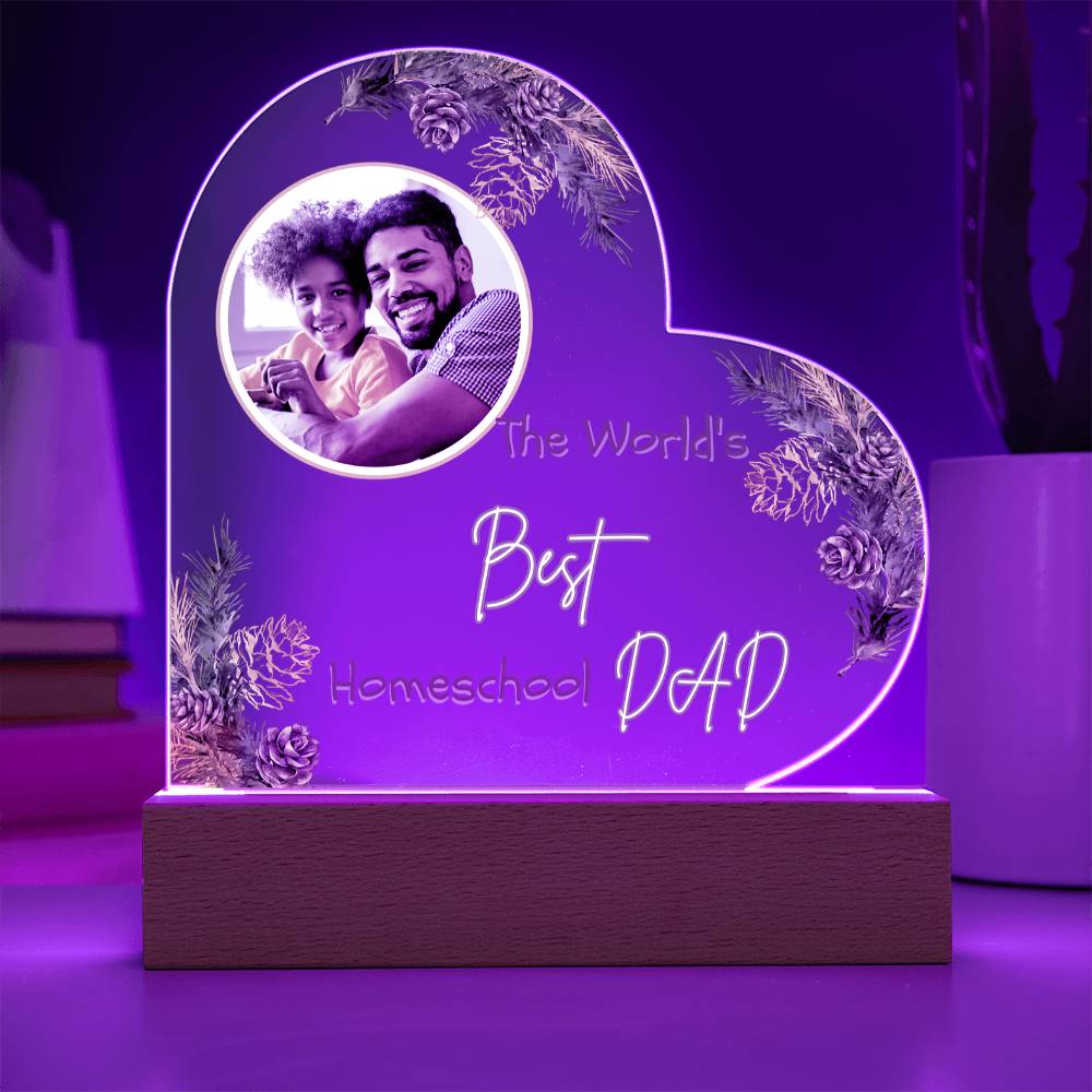 "The World's Best Homeschool Dad” Heart Acrylic Plaque Christmas Edition