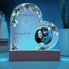 “The World’s Best Homeschool Mom” Acrylic Heart Plaque Christmas Edition