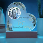 “The World’s Best Homeschool Mom” Acrylic Heart Plaque Christmas Edition