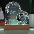 “The World’s Best Homeschool Mom” Acrylic Heart Plaque Christmas Edition