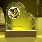 "The World's Best Homeschool Dad” Heart Acrylic Plaque Christmas Edition