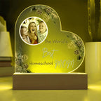 “The World’s Best Homeschool Mom” Acrylic Heart Plaque Christmas Edition