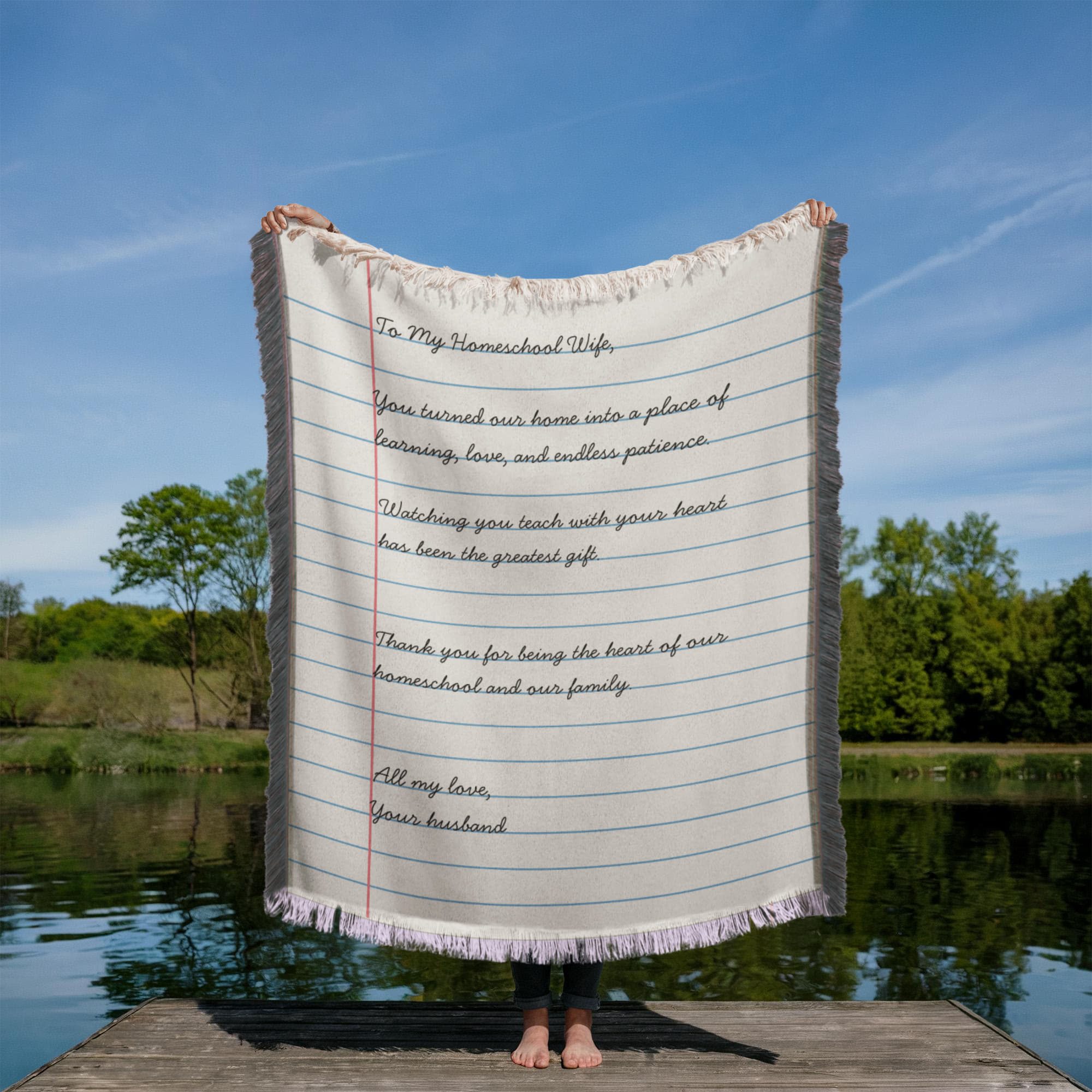 “To My Homeschool Wife” Letter-Style Printed Woven Blanket
