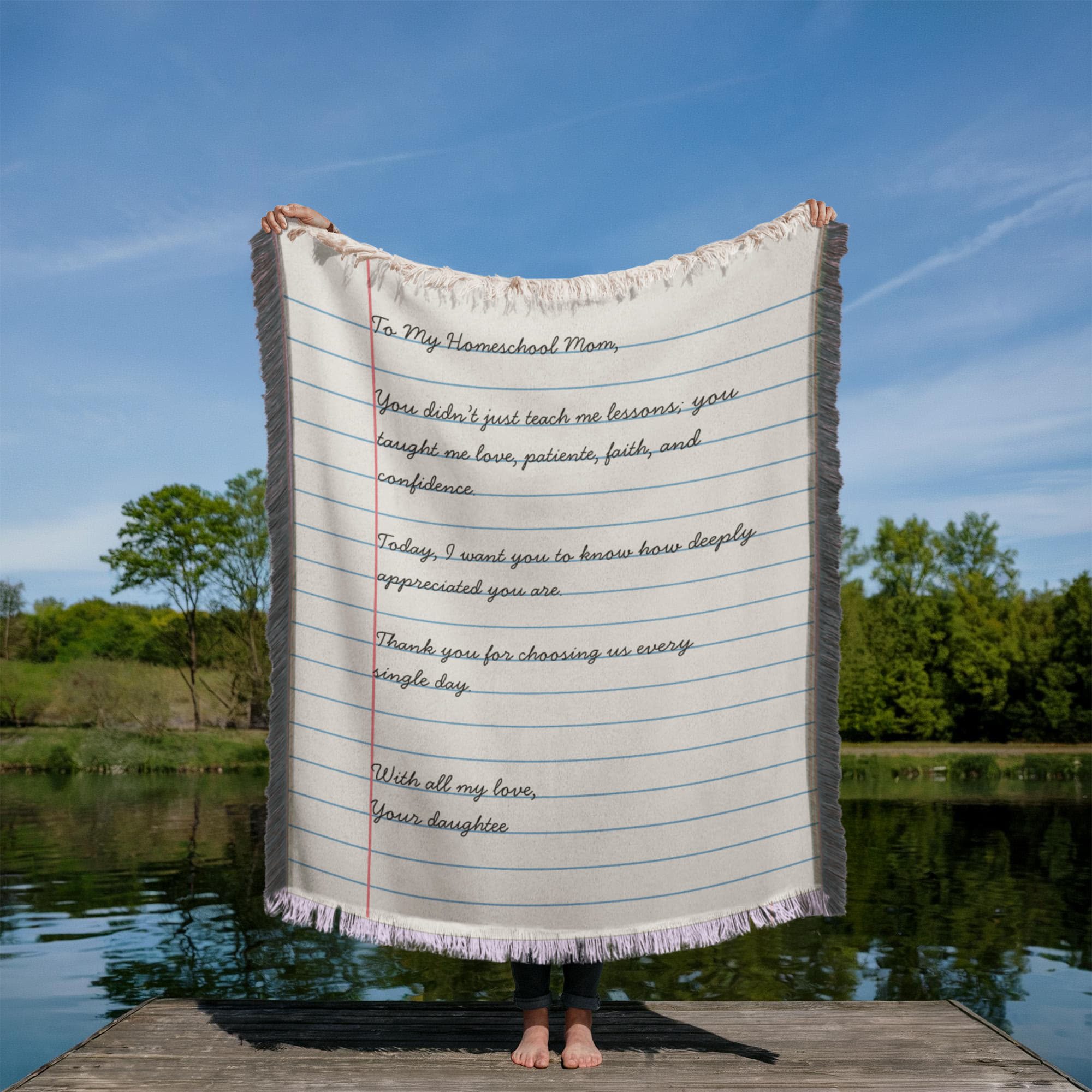 “To My Homeschool Mom” Letter-Style Printed Woven Blanket