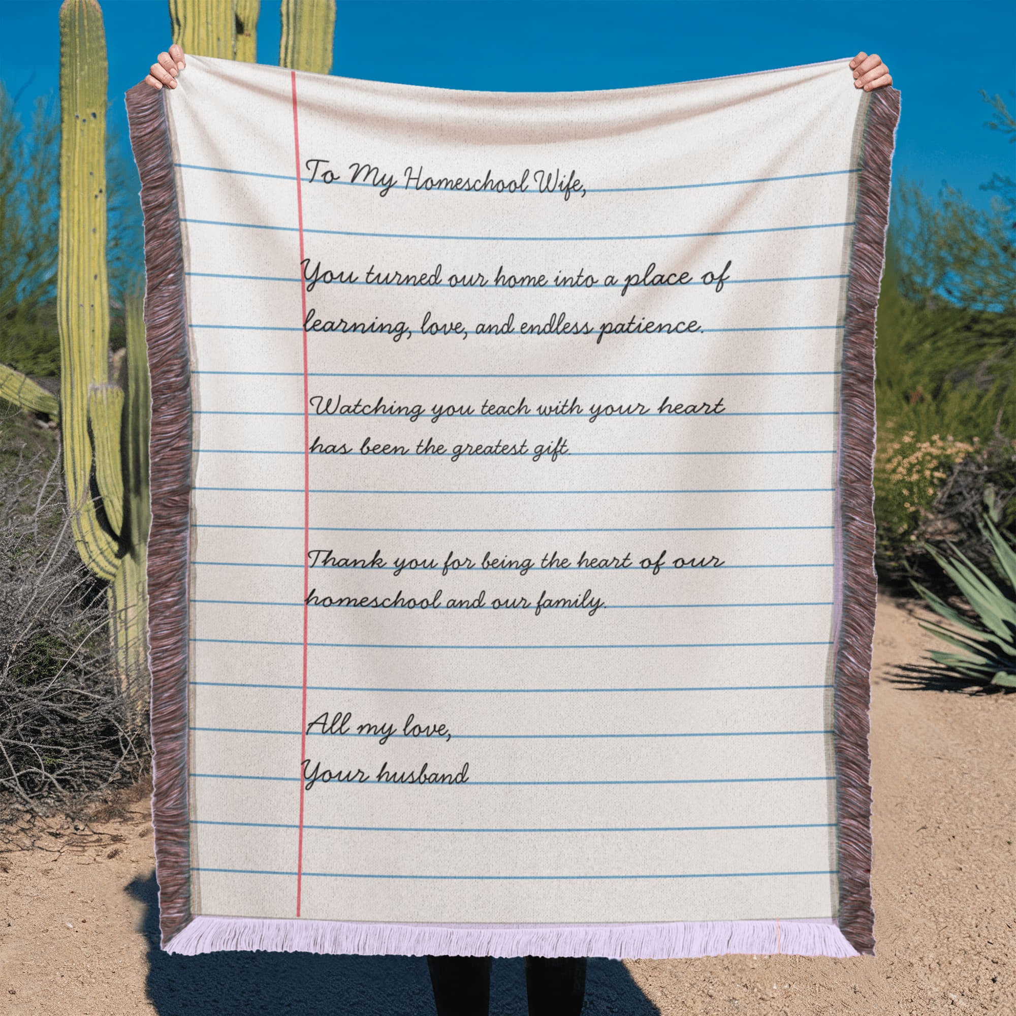 “To My Homeschool Wife” Letter-Style Printed Woven Blanket