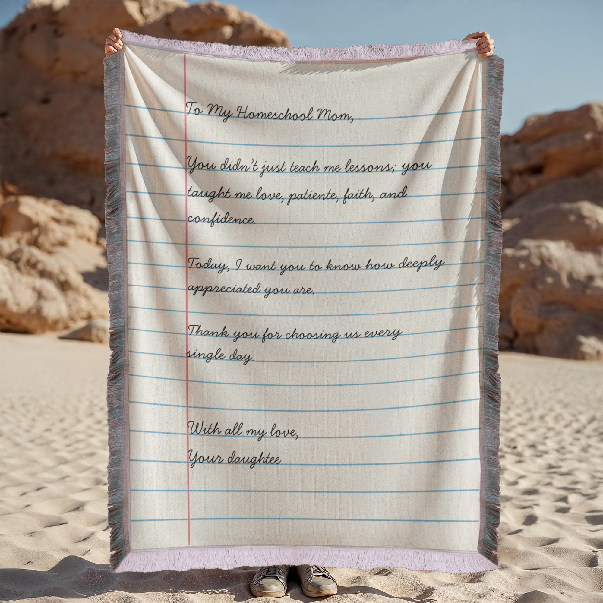 “To My Homeschool Mom” Letter-Style Printed Woven Blanket