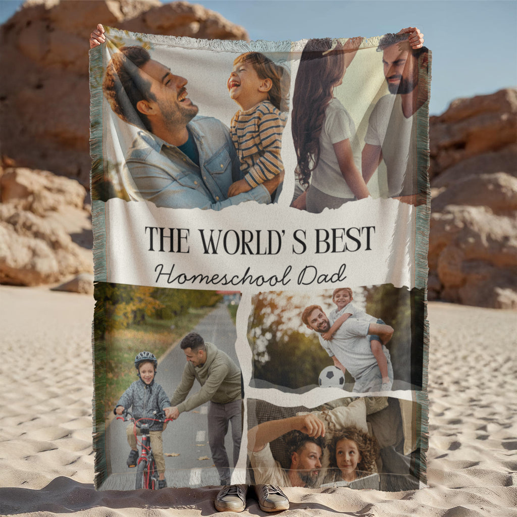 "The World's Best Homeschool Dad" Printed Woven Blanket