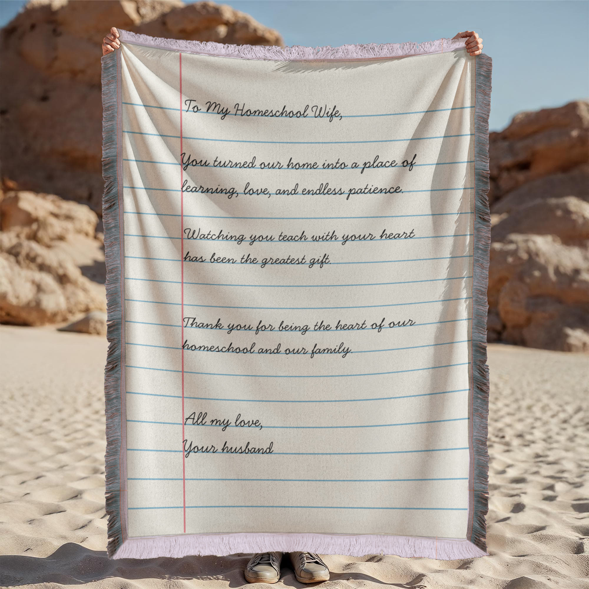 “To My Homeschool Wife” Letter-Style Printed Woven Blanket