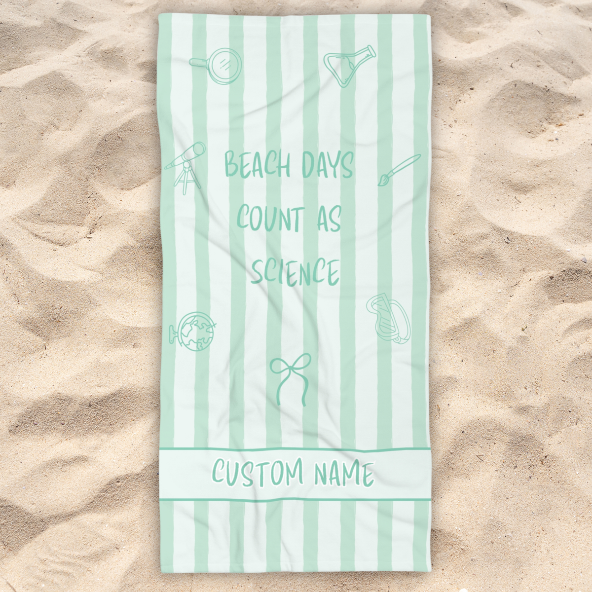 "Beach Days Count as Science" Personalized Beach Towel